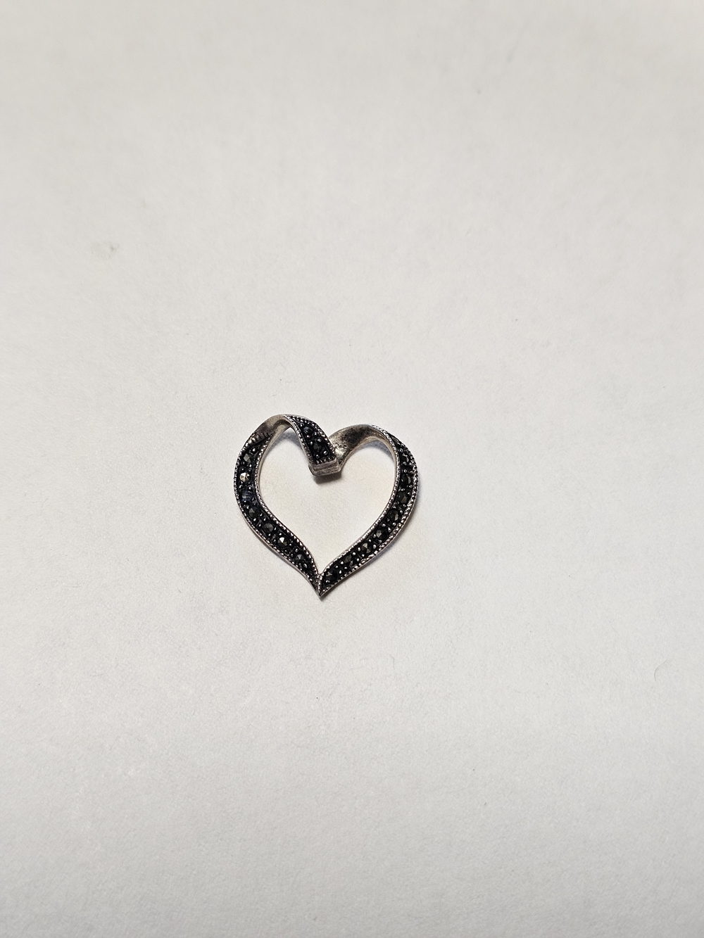 Steeling Silver 925 Heart Pendant with Black Accents
